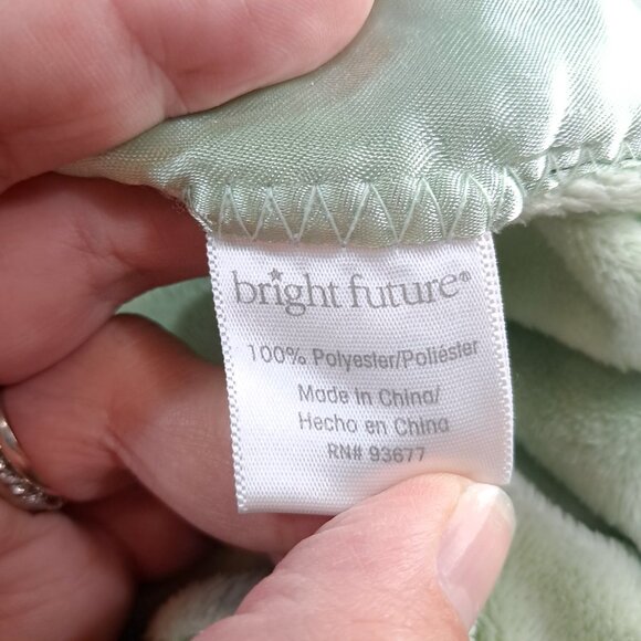 Bright Future Baby Blanket Satin Trim edge sage Green waffle plush soft Vintage - Picture 6 of 8